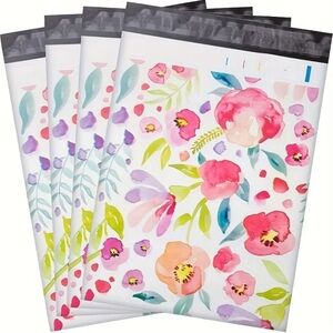 Pink and Green Floral Poly Mailers for Office Shipping Supplies (pack of 8)